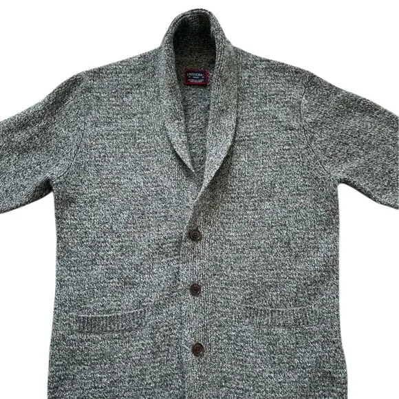 UNTUCKit Emeric Donegal Collared Cardigan Sweater Size S Gray Speckled Grandpa - Picture 4 of 11